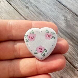Vintage Jewelry Shabby Chic White Heart Rose Brooch Victorian Tiny Brooch